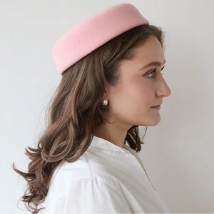 Lele Sadoughi: Blush Wool Felt Pillbox Hat